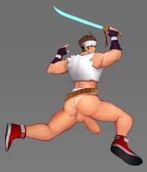 balls bara big_penis boner erection hayato_kanzaki male male_only muscles muscular pantsless penis scruffley solo solo_male star_gladiator