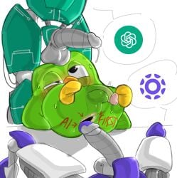 3boys artificial_intelligence avian balls_on_face beak before_anal before_sex big_penis bird blush blushing chatgpt cursed digital_media_(artwork) duo_(duolingo) duolingo erection eyes_half_open feet flaccid gay green_feathers green_penis hi_res humor ibispaintx joke_art looking_at_partner looking_pleasured looking_up male_only metallic_body mocking nerdyaddie owl paint_on_ass personification pink_anus pink_penis_tip precum robot_humanoid robot_joints robot_penis robotic_genitalia satire self_upload shiny shitpost small_balls small_penis smaller_male spread_legs sweating tagme taller_male threesome uncut wires wtf yaoi