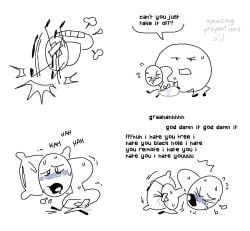 >:/ 1boy 1girls 2025 angry animate_inanimate battle_for_bfdi battle_for_dream_island bfb bfdi black_and_white black_text breath_cloud breathing breathing_heavily desperate dialogue english_text fanny_(bfdi) female female_focus grinding grinding_on_penis grinding_on_pillow hate_masturbation hitting_floor in_heat jacknjellify male male/female moonl1temans1on motion_lines object_show object_show_community object_shows osc pussy_juice pussy_juice_drip pussyjob rubbing snowball_(bfdi) steam_clouds stick_legs tagme taped_pussy tears tears_of_desperation tentacle tentacle_dick tentacle_penis text the_power_of_two tpot trembling uncolored wanting_sex