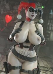 1girls 3d batman_(series) big_breasts breasts dc_comics female harley_quinn nipples pussy solo vensaku