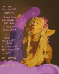 after_fellatio after_oral after_sex animal_genitalia animal_genitalia_on_humanoid animal_penis big_breasts big_penis big_penis_adoration blizzard_entertainment breasts brown_background dialogue draenei duo english_text equine_genitalia equine_penis female genitals goblin hi_res huge_cock huge_penis humanoid male male/female medial_ring nipples penis penis_awe sagging_breasts santafire simple_background size_talk text uncensored warcraft yellow_body yellow_skin