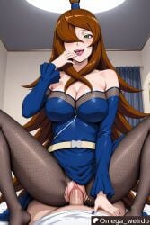 1girl1boy ai_generated bed bedroom big_breasts blue_fingernails blush brown_hair dress female femdom fishnet_legwear hand_to_own_mouth indoors laugh laughing light lipstick long_hair long_sleeves looking_at_partner looking_at_viewer mei_terumi milf nail_polish naruto_(series) naruto_shippuden omega_weirdo open_mouth painted_nails patreon pov pov_sex pussy pussy_juice sex smile smiling smiling_at_viewer smug stockings straddling terumi_mei
