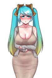 big_breasts blue_eyes blue_hair dochi female league_of_legends sona_buvelle tagme