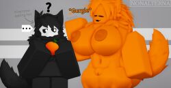 1boy 1girls 3d 3d_(artwork) anthro anthro_female anthro_male anthro_only changed_(video_game) english_text female male naked_female nonalterna nude_female roblox robloxian scp-999 scp_foundation tagme text