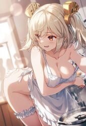 ass breasts burnice_white daytime lotion raaicave red_eyes shoulders zenless_zone_zero