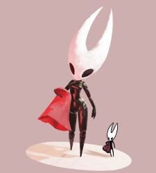 3d arthropod arthropod_humanoid black_body breasts cloak featureless_breasts hips hollow_knight hollow_knight:_silksong hornet_(hollow_knight) insect_girl insects meme nude official_art silksong_sprite size_difference soff_doll tagme team_cherry