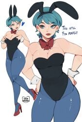 blue_pantyhose bulma_briefs bunny_ears bunnysuit dragon_ball heels kamii_momoru leotard playboy_bunny