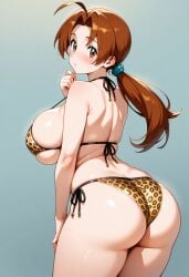 ai_generated delia_ketchum_(pokemon) large_ass leopard_print_bikini pokemon