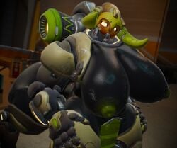 1girls 3d big_breasts blizzard_entertainment breasts female huge_breasts nipples orisa overwatch robot robot_girl solo vensaku