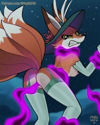9_tails adult_swim angry anus armwear black_eyes cartoon_network clothing detailed_background elbow_gloves female gloves handwear hat headgear headwear hi_res june_way legwear looking_at_viewer mikansfw multi_tail nipples penetration stockings tail unicorn:_warriors_eternal vaginal_penetration vaginal_penetration yellow_sclera