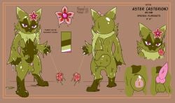 2025 anatomy anatomy_reference color_swatch domestic_cat felid feline felis floragato flower generation_9_pokemon genitals goo_creature hi_res male mammal model_sheet nintendo null_bulge penis pink_eyes plant pokemon pokemon_(species) riggedreded