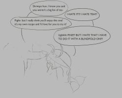 blindfold dandy's_world futanari intersex long_penis penis precum precum_drip roblox_game shrimp shrimpo_(dandy's_world) shrimpopussy teagan_(dandy's_world) tsundere