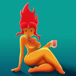 1girls adventure_time areolae ass blush breasts cartoon_network cup curvy cute cute_face elemental_creature erect_nipples female female_only fire fire_flower flame_princess flaming_hair humanoid jewelry joreworks_(artist) looking_at_viewer mario_(series) mob_face naked necklace nipples nude o.o orange_body orange_skin princess red_hair royalty shaded simple_background simple_eyes simple_face sitting