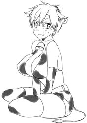 cow_print genderswap_(mtf) katsuki_yuuri kneeling pin_up rule_63 taiga yuri!!!_on_ice