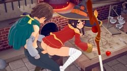 1girls 1male 3d animated ass asymmetrical_legwear bandaged_leg brown_hair chara_studio doggy_style eye_patch fireplace green_clothing half-dressed hat koikatsu kono_subarashii_sekai_ni_shukufuku_wo! megumin mp4 no_sound on_table penetration red_clothing red_eyes robe satou_kazuma sex staff straight tagme vaginal_penetration video wizard_hat