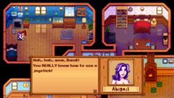 1futa 1girl1futa 1girls abigail_(stardew_valley) animated bandi_(bandichar) bed blargsnarf detailed_background dialogue dialogue_box duo english english_text erection female fire futa_on_female futanari game_cg gui human light-skinned_female light-skinned_futanari light_skin nude pale_skin pillow pixel_art plant purple_hair red_hair sex sitting squatting stardew_valley text window