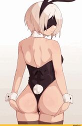 ass bunny_ears bunnysuit darahan nier:_automata white_hair yorha_2b