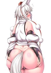 bbw big_butt butt chubby chubby_female fat fat_female hands_on_butt huge_butt large_butt momiji_inubashiri overweight overweight_female shishi_juuroku short_hair thick_thighs touhou white_background white_hair wolf_girl