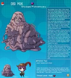 creature_index english_text hi_res humanization kinkymation muk nintendo page_89 page_number pokémon_(species) pokemon pokemon-girl_encyclopedia pokemorph pokemusu profile slime slime_girl tagme text text_box