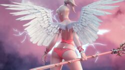 3d angel angela_ziegler blizzard_entertainment feathered_wings french_nails highres hydrafxx lingerie mercy overwatch pink_mercy wallpaper wings