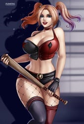 1girls batman_(series) big_breasts breasts bustier cleavage dc female female_only flowerxl harley_quinn large_breasts looking_at_viewer solo suicide_squad thick_thighs thunder_thighs wide_hips