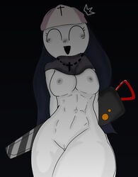 alien big_thighs breasts chainsaw female friday_night_fever friday_night_funkin nun owo_(artist) shadow smile taki_(fevertown) white_body