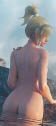 3d bathing blizzard_entertainment blonde_hair lowres mercy nude overwatch swiss_angel wet