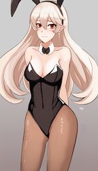 1girls alternate_costume breasts bunny_ears bunny_girl bunnysuit corrin_(fire_emblem) corrin_(fire_emblem)_(female) female_only fire_emblem fire_emblem_fates kgctcg leotard light-skinned_female light_skin long_hair looking_at_viewer nintendo pantyhose pointy_ears red_eyes smile solo solo_female white_hair