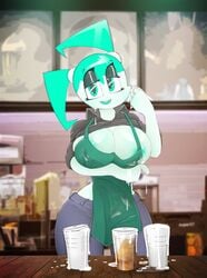 ass big_breast color colored curvy_female curvy_figure female_only half-dressed jenny_wakeman lonlon my_life_as_a_teenage_robot robot robot_girl robot_humanoid tagme xj-9