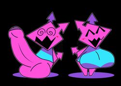 1boy 1girls balls big_breasts big_penis breasts deltarune female horaco huge_balls huge_cock large_breasts male penis spiral_eyes tail thehoraco video_games virovirokun