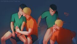 2boys bandage bandaged_arm bed bed_sheet black_hair blonde_hair blowjob blue_eyes blush boruto:_naruto_next_generations bottomless censored closed_eyes clothed clothed_sex clothing dad_blowing_son dad_stroking_son dilf erection father_and_son fellatio gay gay_blowjob gay_handjob gay_incest gay_kissing gay_sex giving_head going_down_on handjob heart_censor holding_penis incest kawaki kissing kissing_penis kneeling legs light-skinned_male light_skin male male/male male_only mature mature_male mbyak naruto naruto_(series) no_underwear nose_blush older_male older_man_and_younger_boy on_bed on_knees oral oral_sex pants_removed partially_clothed patreon_username penis penis_on_face penis_out piercing piercings pointless_censoring romantic_ambiance sex shaved_sides shorts shorts_down shounen_jump sitting sitting_on_lap sitting_on_person small_dom_big_sub spread_legs sucking_off t-shirt teenager thighs uzumaki_naruto whisker_markings whiskers yaoi