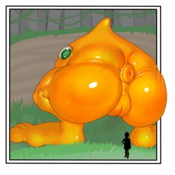 a- anus ass dragon_quest dragon_quest_monsters feet green_eyes monster orange_skin pussy slabbit slime slime_(dragon_quest) vore