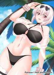 1girls azur_lane beach breasts female female_only heart-shaped_sunglasses hellandheaven light-skinned_female light_skin open_mouth outdoors royal_navy_(azur_lane) short_hair sirius_(azur_lane) sirius_(scorching-hot_seirios)_(azur_lane) solo sunglasses sunglasses_on_head thighs voluptuous white_hair