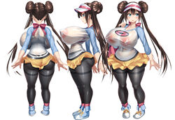 1girls alternate_breast_size areolae ass big_breasts blush breasts brown_hair cameltoe cap cleft_of_venus double_bun fat_mons female huge_breasts innie_pussy kawahagitei large_breasts long_hair multiple_views nintendo nipples nipples_visible_through_clothing pantyhose plump_labia pokemon pokemon_bw2 puffy_pussy rosa_(pokemon) shoes skirt smaller_female sneakers solo standing thick_thighs thighs tight_clothing twintails wet_clothes white_background