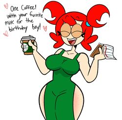 breasts cabrina cousinmania female freckles iced_latte_with_breast_milk meme mostly_nude oc open_mouth original original_character red_hair solo tagme