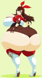 1girls amber_(genshin_impact) ass ass_body big_ass big_breasts booty_shorts bottom_heavy breasts brown_hair dea-jn fat_ass female female_focus female_only genshin_impact giant_ass grabbing_own_ass hair_ribbon hand_on_ass heels high_heel_boots high_heels huge_breasts hyper hyper_ass lipstick makeup massive_ass meat_wall_(body_type) revealing_clothes round_ass shiny_skin short_shorts shorts solo thick_ass thick_lips thick_thighs wide_hips