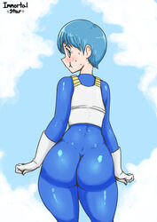 ass big_ass big_butt blue_hair blush bulma_briefs dragon_ball dragon_ball_super dragon_ball_z immortalstar looking_back milf saiyan_armor short_blue_hair skin_tight thick_thighs thunder_thighs vegeta_(cosplay) white_gloves