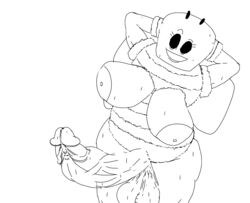 1futa anonymous_artist areolae balls bee big_balls big_penis breasts erection futa_only futanari huge_cock humanoid humanoid_penis intersex line_art monochrome nahooil_the_bumblebee nipples penis sketch solo standing sweat sweet