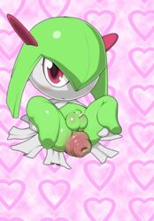 1boy a- anus green_hair heart kirlia male male_only no_humans pokemon pokemon_(species) pokemon_rse prolapse red_eyes smile solo