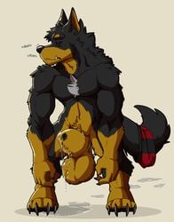 1boy animal_genitalia anthro balls beauceron big_balls big_sheath black_body black_fur black_nose black_sclera bodily_fluids brown_body brown_fur canid canine canis claws clothing doggieo doggieo_(character) domestic_dog dripping excessive_precum finger_claws fully_sheathed fur genital_fluids genitals herding_dog hi_res leaking_precum male male_only mammal multicolored_body multicolored_fur muscular muscular_anthro muscular_male pastoral_dog precum precum_drip precum_on_balls precum_on_ground precum_on_sheath sheath sniffing solo toe_claws two_tone_body two_tone_fur underwear underwear_around_tail underwere_(doggieo) were werecanid werecanine weredog