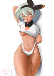 bea_(pokemon) breasts cerezita_boy hips nipples pokemon pokemon_ss thick_thighs thong