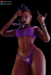 1girls 3d alternate_costume black_hair black_lipstick blizzard_entertainment bracelet dark-skinned_female dark_skin ear_piercing earrings female female_focus female_only gladionanimated goth latina lipstick looking_at_viewer mexican middle_finger muscles navel noche_sombra overwatch overwatch_2 petite purple_eyeshadow rings shaved_side short_hair sidecut simple_background solo solo_female solo_focus sombra tattoos thick_thighs toned toned_belly toned_body toned_female toned_stomach two_tone_hair white_hair wide_hips