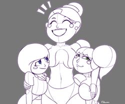 2d 2d_(artwork) 3girls baby_(fnafsl) balloon_boy balloon_boy_(fnaf) ballora ballora_(fnafsl) circus_baby circus_baby_(fnaf) five_nights_at_freddy's five_nights_at_freddy's:_sister_location five_nights_at_freddy's_2 fnaf freepancakes freestpancakes height_difference huge_breasts scottgames sister_location