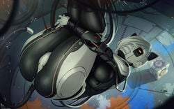 1girls 2d ass big_breasts breasts catgirl female female_only glados glados_(humanoid) humanoid large_breasts looking_at_viewer portal_(series) robot robot_girl robot_humanoid solo themaestronoob thick_thighs wide_hips