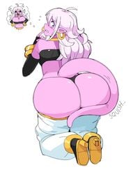 1girls android_21 android_21_(good) ass ass_expansion big_ass bio-android_(dragon_ball) blue_eyes dr-worm dragon_ball dragon_ball_fighterz dragon_ball_z female female_only lewdlemage majin majin_android_21 monster_girl thick thick_ass weight_gain