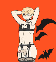 blonde_hair chifuyu_matsuno dick halloween halloween_costume male male/male male_only red_eyes solo solo_focus tokyo_revengers vampire white_skin young younger_male