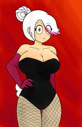 big_breasts bunny_ears bunny_girl bunny_tail bunnysuit fhs fhsz3r0 fnafhs fnafhs_z3ro fnafhsrule34 meg_(fnafhs) pink_hair short_hair two_tone_hair wex white_hair