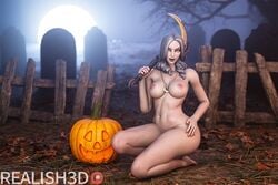 1girls 3d abs black_lipstick black_pupils breasts breasts breasts eyebrows eyelashes female female_only fortnite fortnite:_battle_royale glowing_eyes halloween hand_on_hip ione_(fortnite) lipstick long_hair looking_at_viewer mole_under_mouth nail_polish naked necklace nipples nude nude_female on_knees pale-skinned_female pale_skin pickaxe pumpkin realish3d red_nails silver_hair smile solo solo_female straight thick_thighs thighs