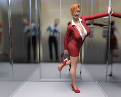 1girls 3d depth_of_field elevator female female_focus female_only human human_only large_breasts light-skinned_female light_skin lipstick looking_at_viewer mature mature_female necklace office_lady orange_hair panties_around_leg panties_down pov red_hair red_lipstick red_suit silky58 skirt smile solo solo_female undressing voluptuous voluptuous_female