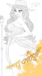 1girls big_ass big_breasts big_butt blush dress dress_lift fart fart_cloud fart_fetish farting hat lazei lifting_dress lipstick mario_(series) microphone nintendo panties pauline solo_female super_mario_odyssey text thick_thighs uncolored wavy_hair wet_fart